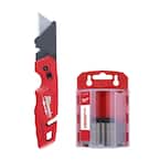 FASTBACK Folding Utility Knife with Blade Storage and 50-Pack General Purpose Utility Blade Set