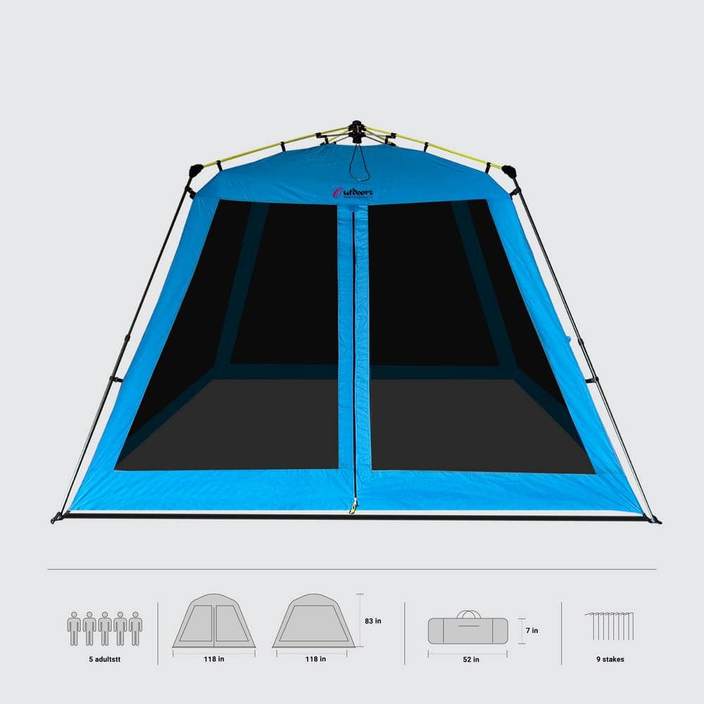 Blue 6-Person Pop-Up Camping Gazebo Tent