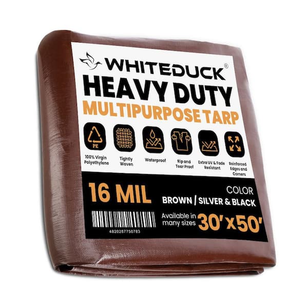 30 ft. x 50 ft. Brown 16 MIL UV Resistant Rip and Tear Proof Heavy Duty Polyethylene General Purpose Tarp