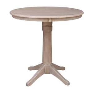 Olivia 36 in. H x 36 in. Round Weathered Taupe Gray Pedestal Table
