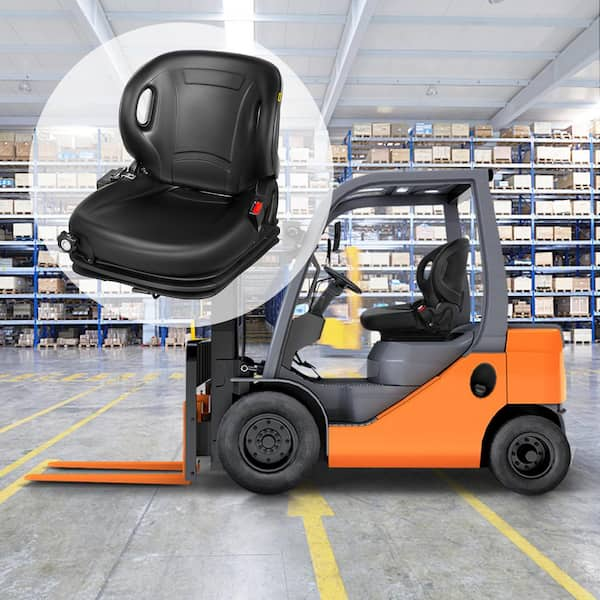 Black Driver Side Forklift Seat Universal Waterproof Truck Cushion Seat  Backrest