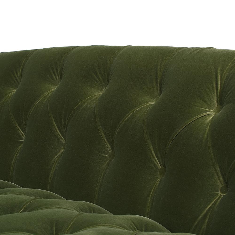 Olive Green Velvet Chesterfield Sofa with Nailhead Trim