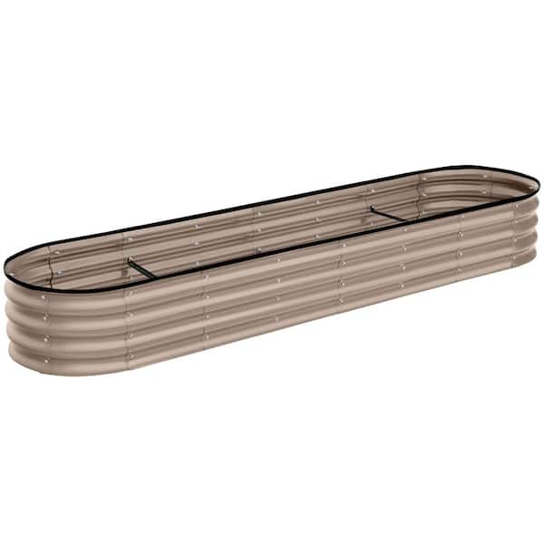 Best Choice Products 8 ft. x 2 ft. x 1 ft. Taupe Oval Steel Raised Garden Bed Planter Box for Vegetables, Flowers, Herbs