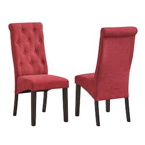 SignatureHome Lemont Red/Black Finish Solid Wood Parsons Dining Chair Set of 2. Dimension (25Lx18Wx41H)
