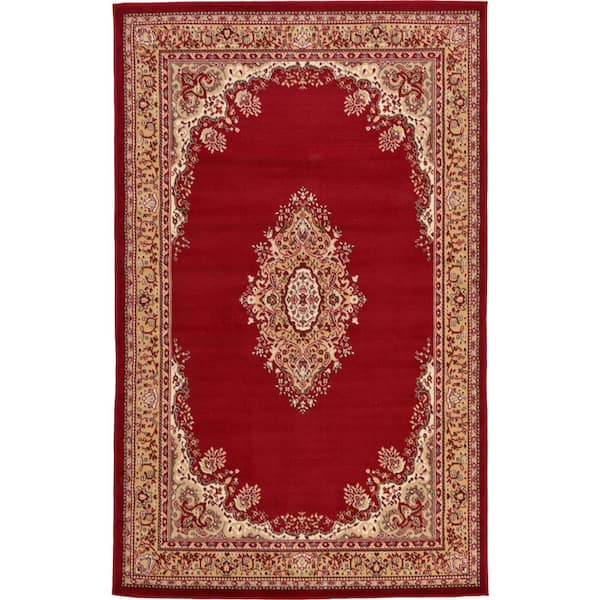 Unique Loom Reza Washington Burgundy 5' 0 x 8' 0 Area Rug