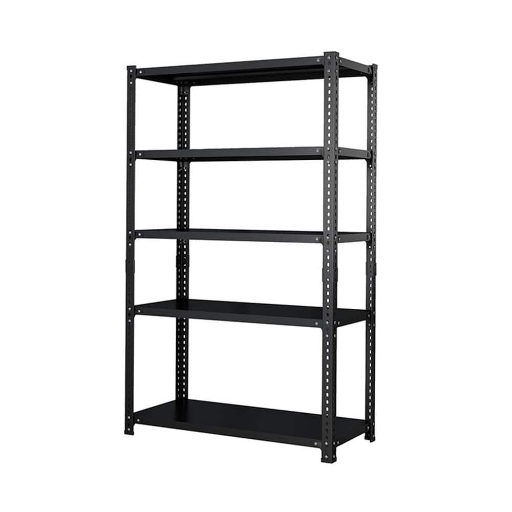Black 71 in. H 5-Tier Heavy-Duty Metal Pantry Organizers with Adjustable Sh