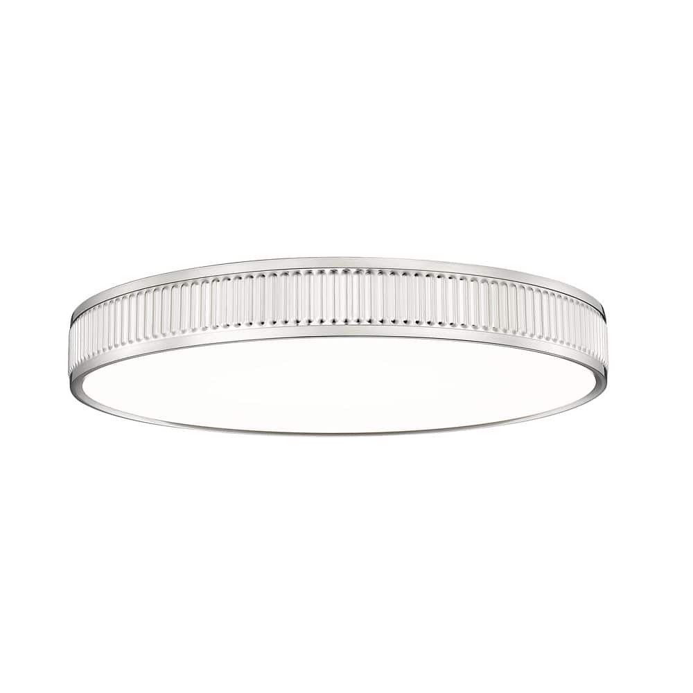 Stari 20.75 in. Brushed Nickel Integrated LED 1 Light Flush Mount with Fros