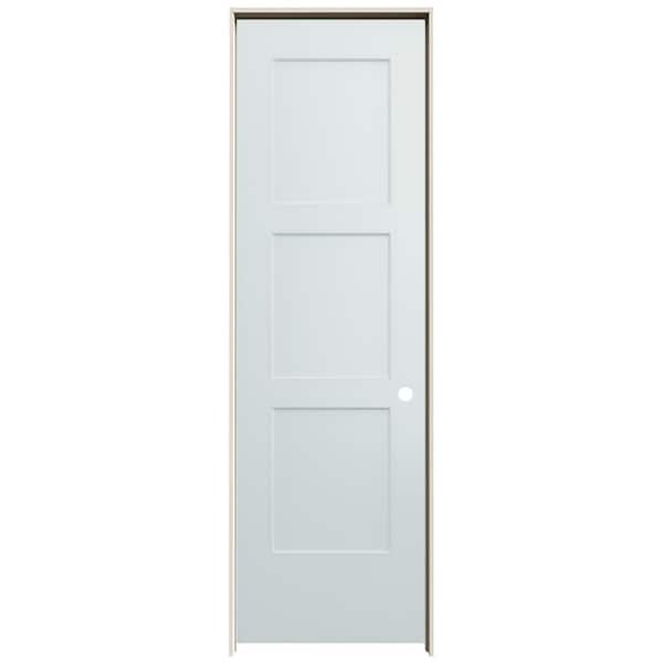 JELD-WEN 24 in. x 80 in. Birkdale Light Gray Paint Left-Hand Smooth Hollow Core Molded Composite Single Prehung Interior Door