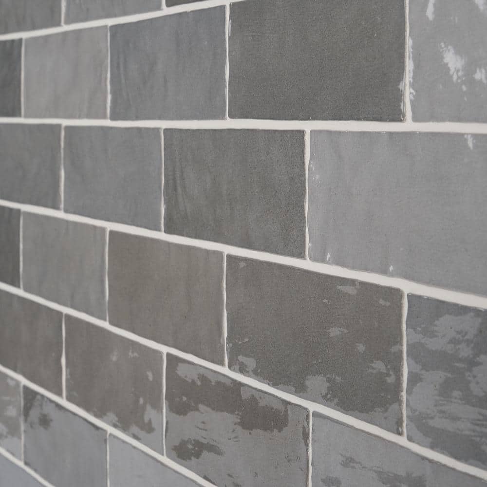 Kingston Gray 3x8 Glossy Ceramic Wall Tile for Kitchen and Bathroom