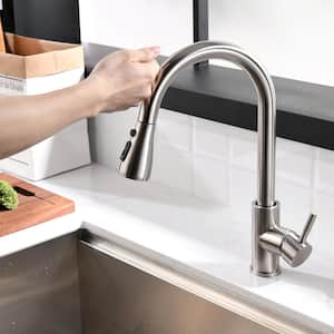Single-Handle Touch Pull-Down Sprayer Kitchen Faucet with Supply Lines in Brushed Nickel