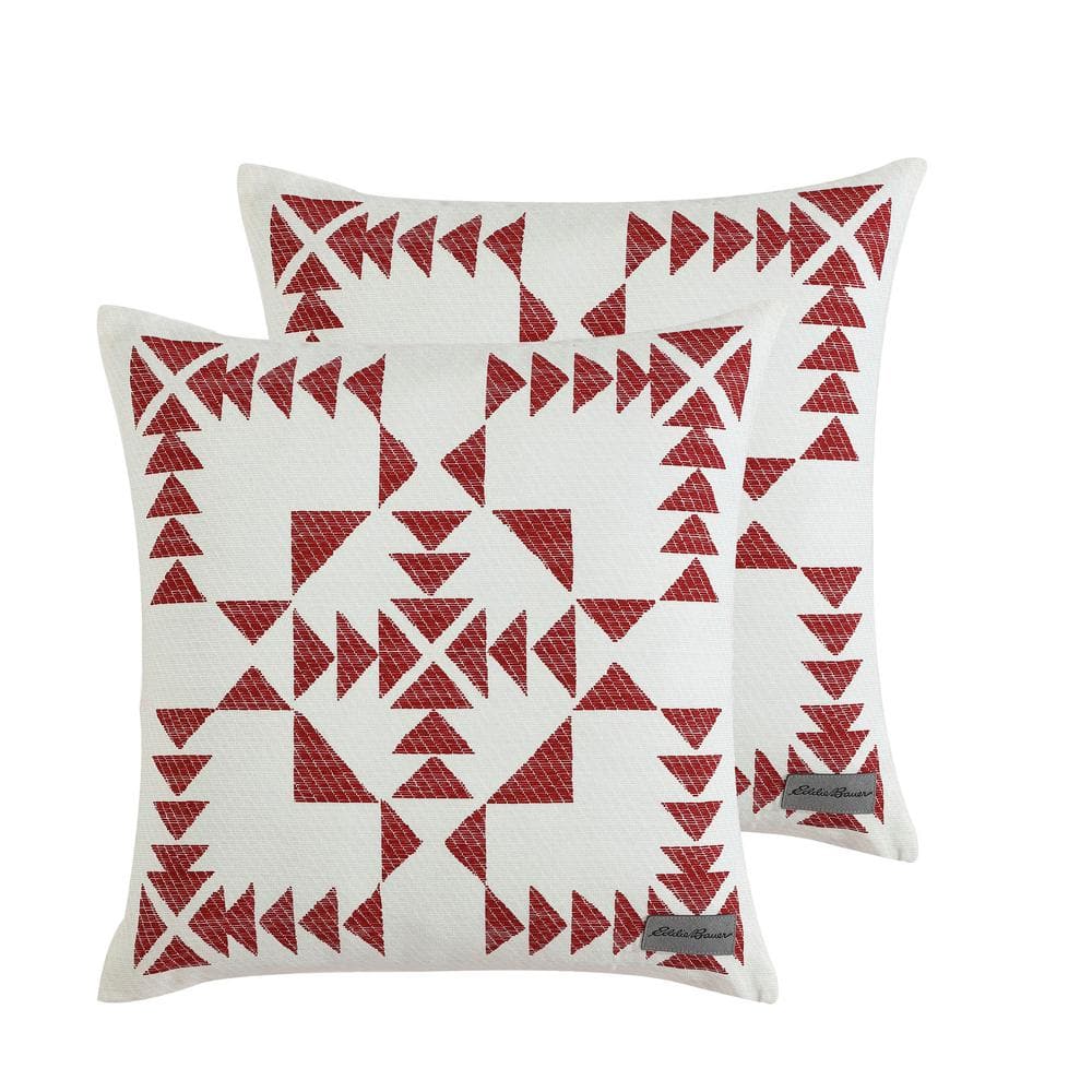 Eddie Bauer Arrowhead Canvas 2Piece Red Cotton Pillow Cover Set