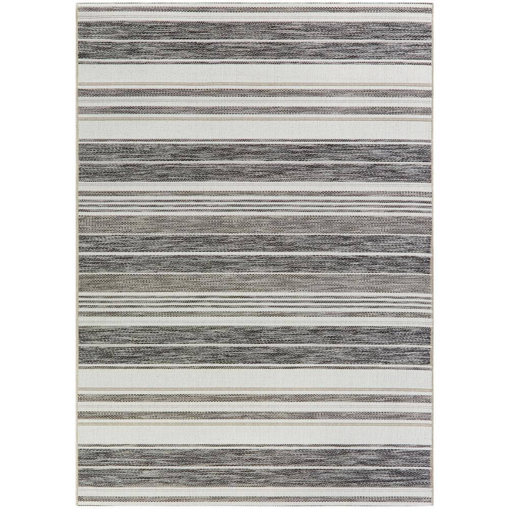 Coastal Stripes Easy-Care Synthetic Area Rug, 8' x 10', Gray