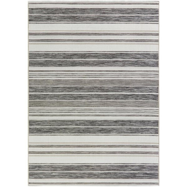 BALTA Alexie Grey 8 ft. x 10 ft. Stripe Indoor/Outdoor Area Rug