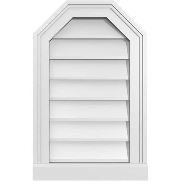 Ekena Millwork 14 in. x 22 in. Octagonal Top Surface Mount PVC Gable Vent: Decorative with Brickmould Sill Frame