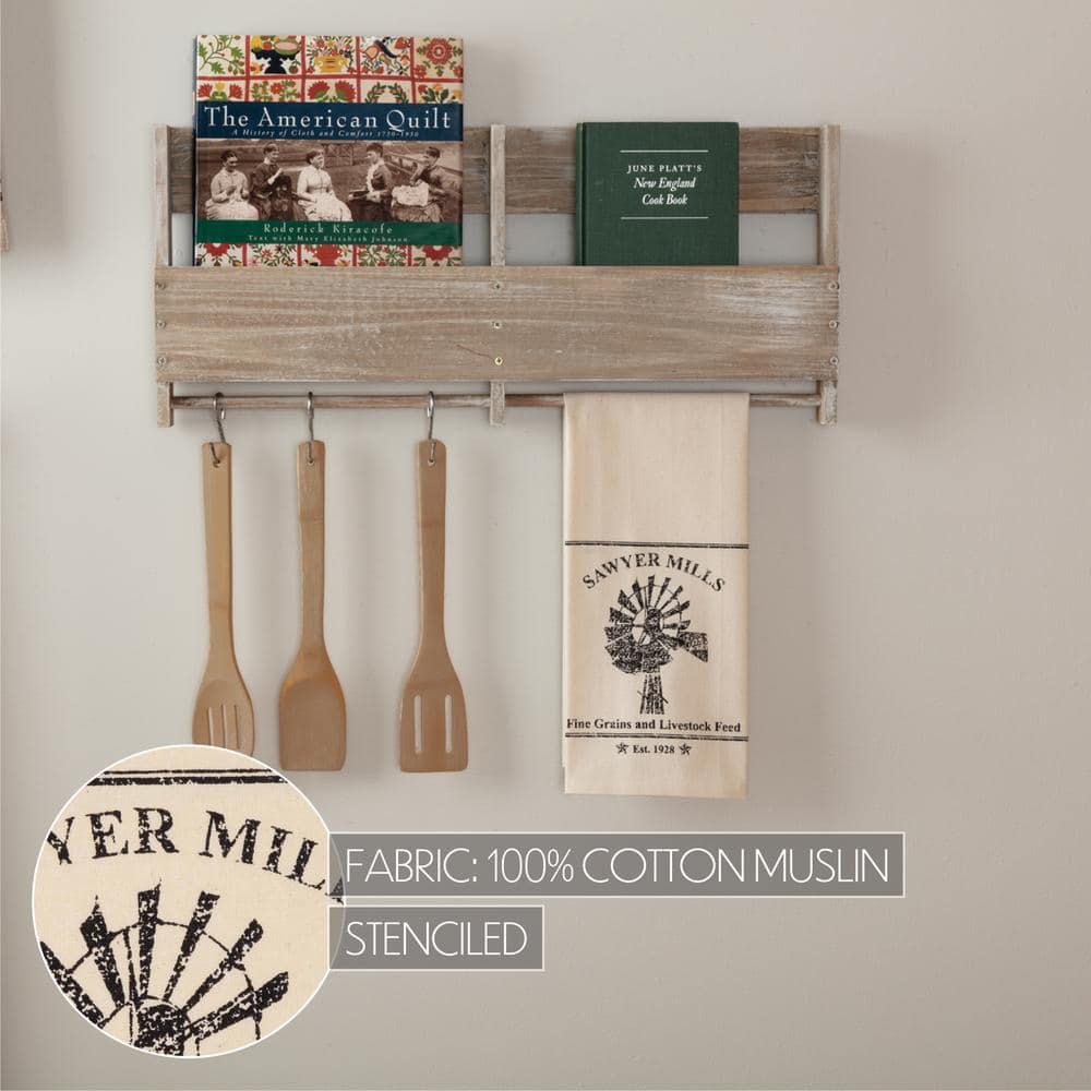 Sawyer Mill Charcoal Windmill Cotton Muslin Tea Towel 19x28