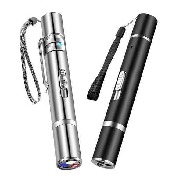 Lukyamzn Cat Toy Laser Pointer 5 Modes Interactive Red Light USB Charging Durable Portable Design Screen for Indoor Play 2 Pieces