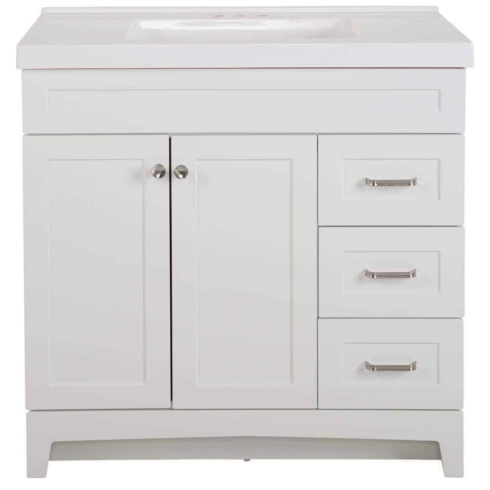 Home Decorators Collection Thornbriar 3 in. W x 3 in. D x 3 in. H  Bathroom Vanity in White with Cultured Marble Vanity Top in White  TB3P3V3-WH -