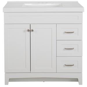Thornbriar 37 in. W x 22 in. D x 37 in. H Bathroom Vanity in White with Cultured Marble Vanity Top in White