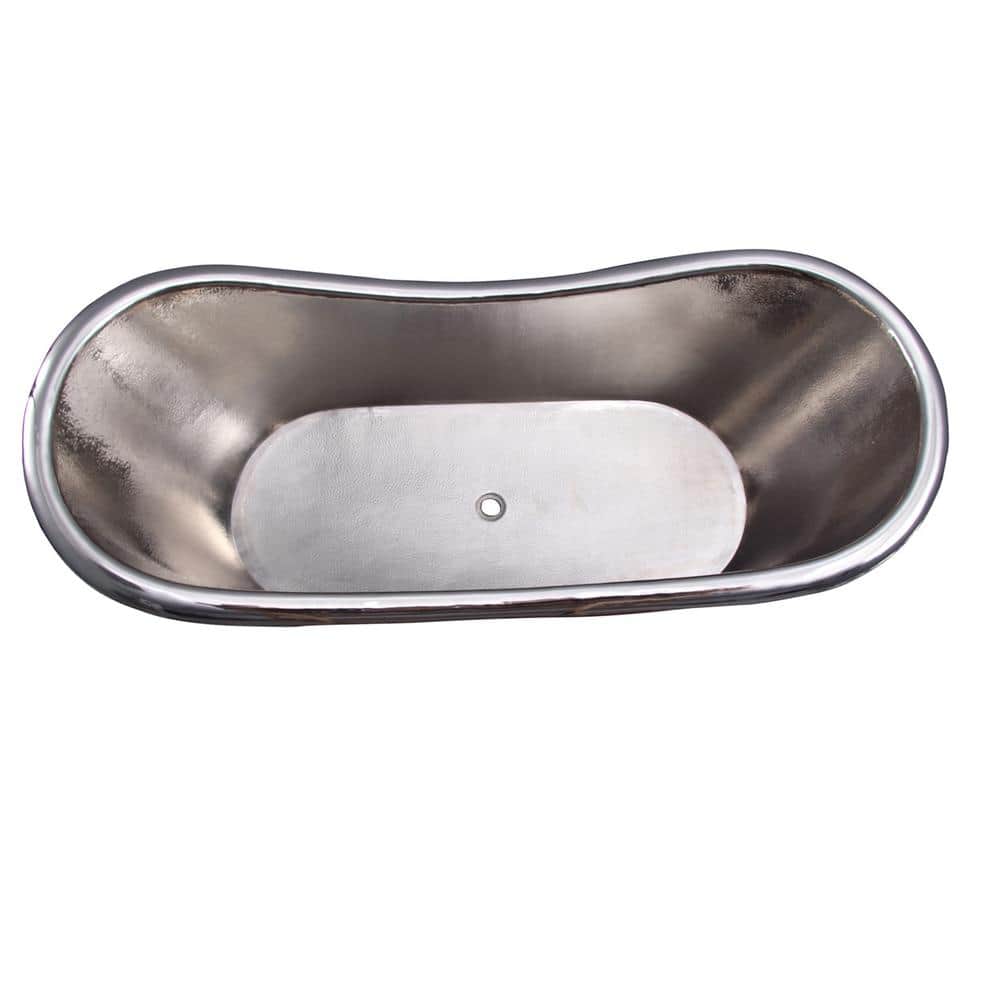 Antique Copper and Nickel Freestanding Double Slipper Tub