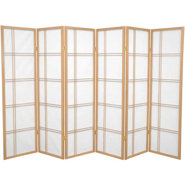 Oriental Furniture 5 ft. Natural 6-Panel Room Divider