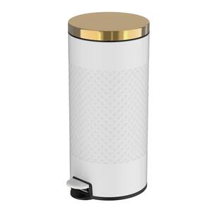 8 Gal./30 l White Metal Round Shape Step-on Trash Can with Diamond body design for Kitchen