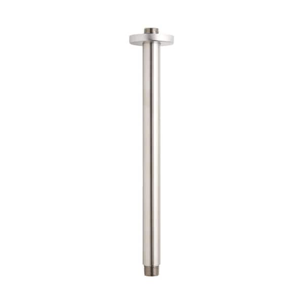SIGNATURE HARDWARE 12 in. Round Ceiling-Mount Shower Arm Brushed Nickel