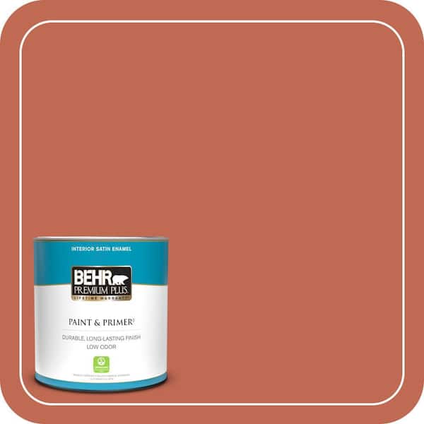 BEHR PREMIUM PLUS 1 qt. Home Decorators Collection #HDC-FL13-3 Warm Cider Satin Enamel Low Odor Interior Paint & Primer