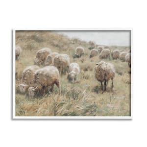 Rural Cattle Grazing Field Design By Lettered and Lined Framed Nature Art Print 30 in. x 24 in.