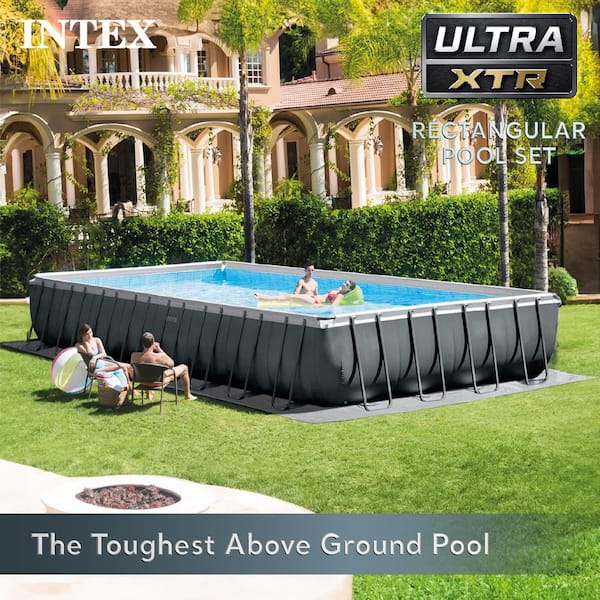 32 ft. x 16 ft. x 52 in. Ultra XTR Rectangular Above Ground Hard Side Swimming Pool Set, Gray