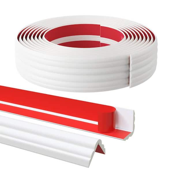 2Pack 20 ft. Self-Adhesive Corner Moulding 0.24 in. D x 0.24 in. W x 240 in.L Smooth TPE Material Inside Corner Moulding
