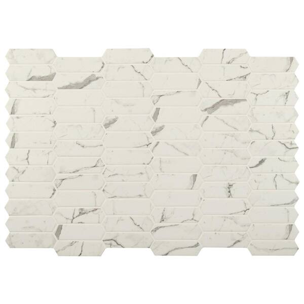 Statuario Celano Picket 9.84 in. x 14.13 in. Matte Glass Mesh-Mounted Mosaic Tile (0.97 sq. ft./Each)