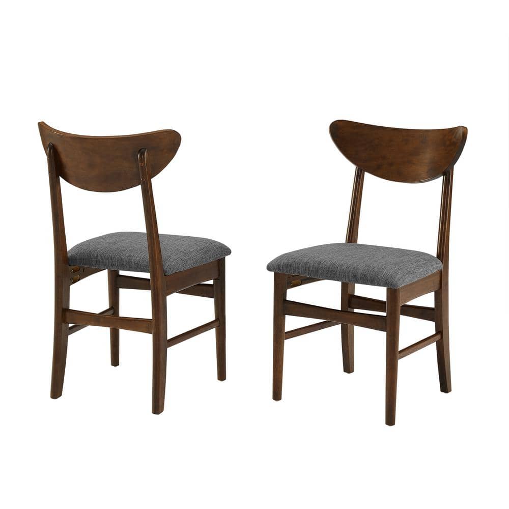 Mahogany Mid-Century Modern Upholstered Side Chair Set