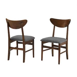 Landon Mahogany Wood Dining Chairs with Upholstered Seat (2-Piece)
