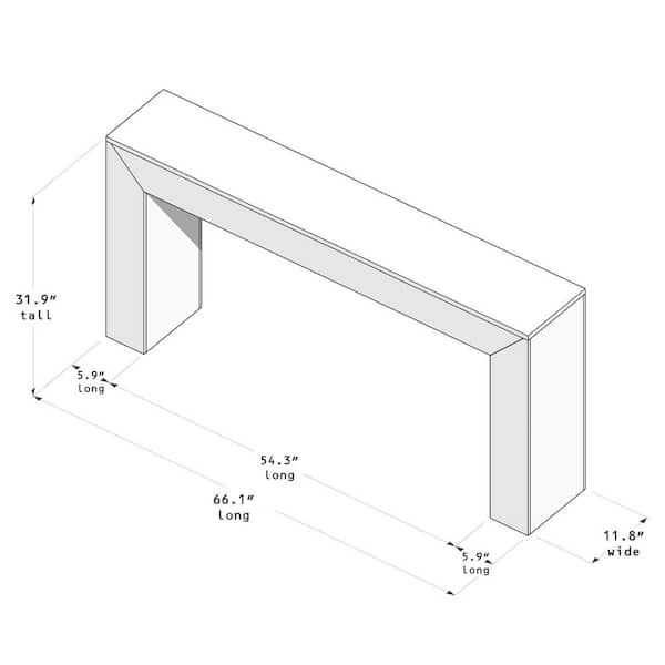 PLANK+BEAM Grande 66 in. Black Wirebrush Rectangle Wood Console