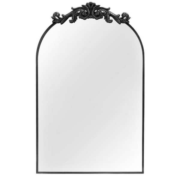 CLAVIE 30 in. W x 36 in. H Large Arched Traditional Arch Mirror Metal Framed Antique Mirror Wall Bathroom Vanity Mirror in Gold