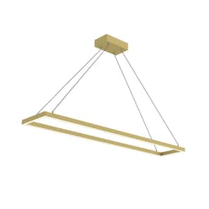 Piazza 48 in. 1 Light 63-Watt Brushed Gold Integrated LED Pendant Light