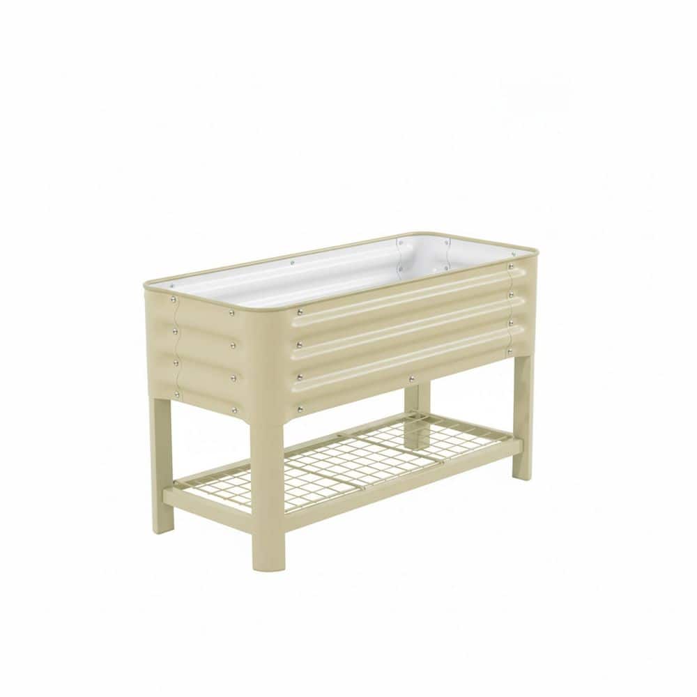 "Elevated Metal Raised Garden Bed for Kids, 16"" x 36"" x 22"" Outdoor Planters Box with Legs & Storage Rack, Pearl White" price history on PriceWatchPro