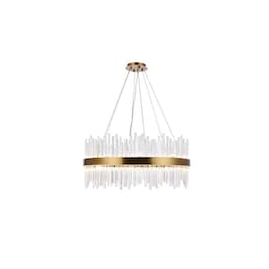 Timeless Home 32 in. L x 32 in. W x 14 in. H 18-Light Gold Contemporary Chandelier with Clear Crystal