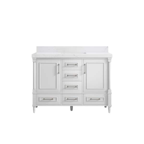 Willow Collections Hudson 48 in. W x 22 in. D x 36 in. H Bath Vanity in White with 2 in Empira Quartz Top