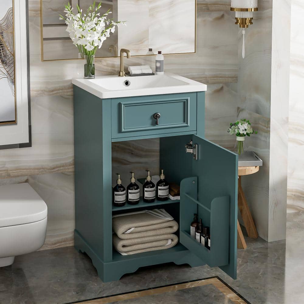 20-Inch Bathroom Vanity with Ceramic Sink, Soft Close Door, Adjustable Shelf & Door Storage Rack price history on PriceWatchPro