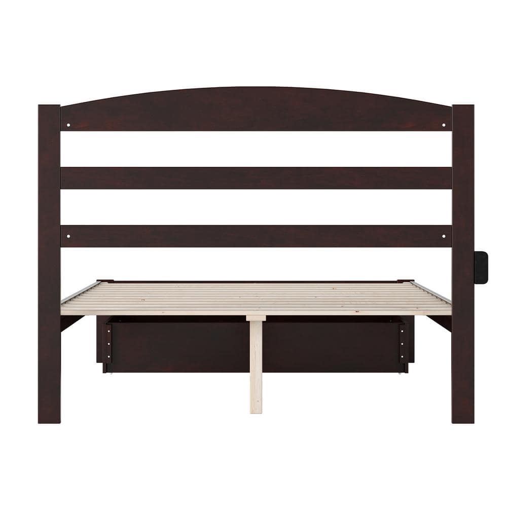 Espresso Warren Full Platform Bed with Sleek Foot Drawer