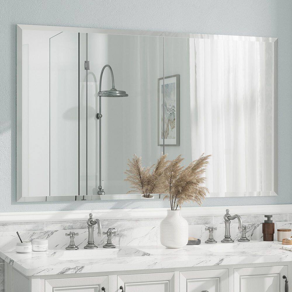 60 in. W x 36 in. H Rectangular Beveled Frameless Tempered Glass Wall Mount Bathroom Vanity Mirror with 5-year Warranty price history on PriceWatchPro