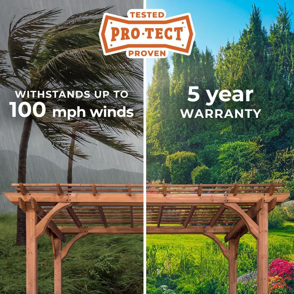 Beaumont 24' x 12' Cedar Wood Patio Pergola with Trellis Roof