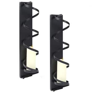 Wall Candle Holder Metal Spiral Candle Sconces Wall Decor (Set of 2) Black