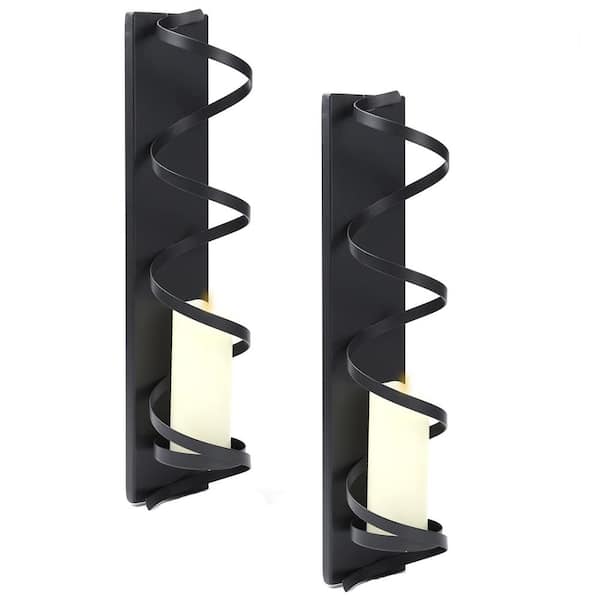 Wall Candle Holder Metal Spiral Candle Sconces Wall Decor (Set of 2) Black  PUHLTW - The Home Depot