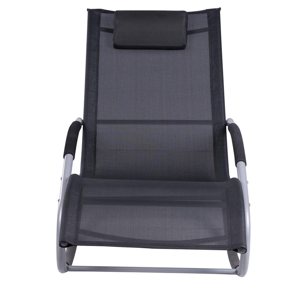 Elysian Black Zero Gravity Rocking Chaise with Cushioned Headrest