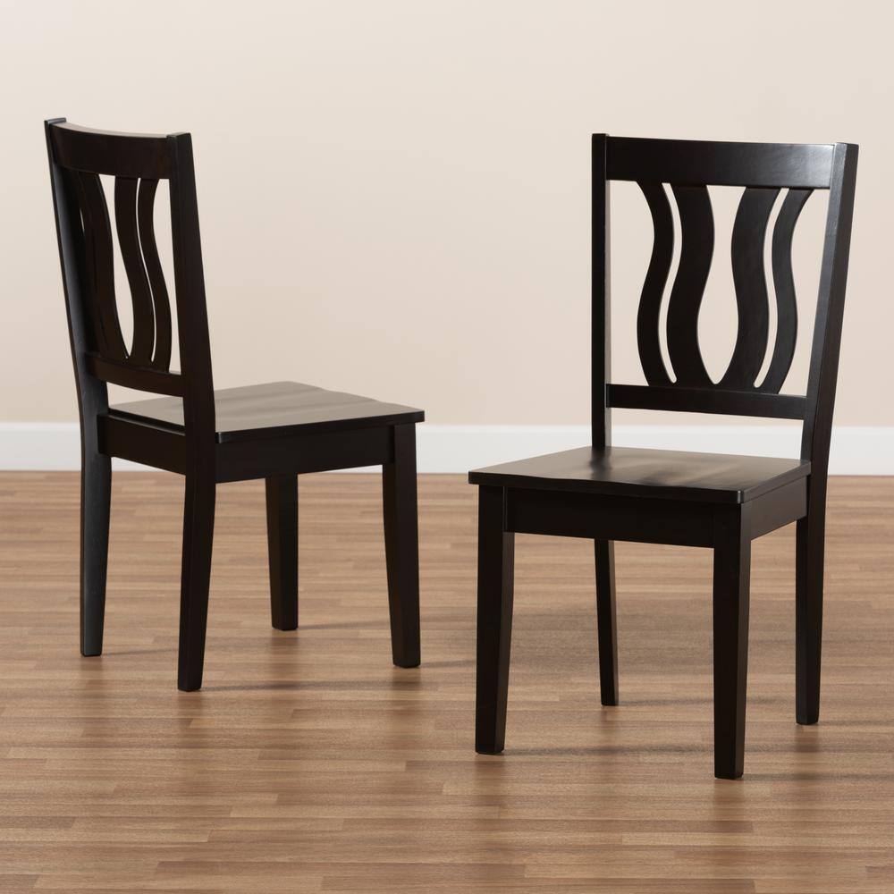 Fenton Dark Brown Wood and Cane Geometric Dining Chair Set