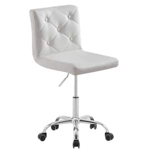 Armless Desk Chair Faux Leather Task Chair Home office Modern Swivel Adjustable Rolling Chairs White Office Stools