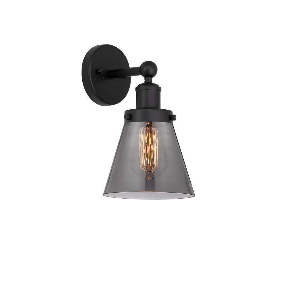 Cone 1-Light Matte Black Wall Sconce with Glass Shade price history on PriceWatchPro