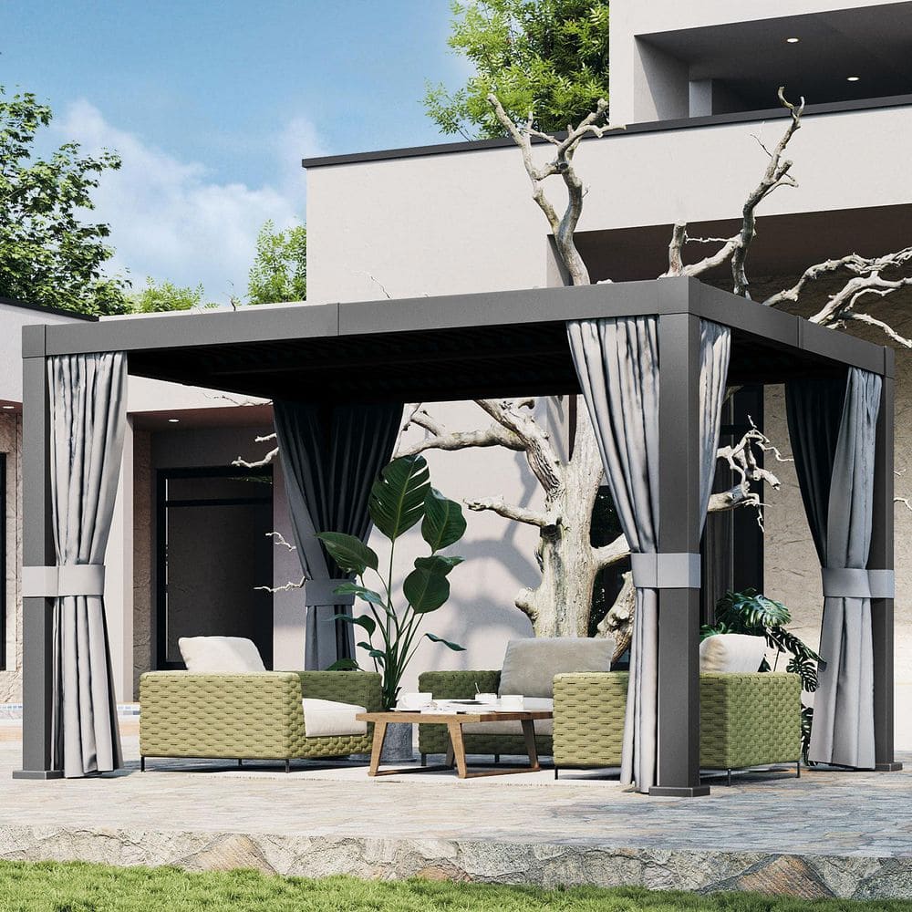 12 ft. W x 10 ft. D Hardtop Louvered Gazebo Pergolas with Adjustable Roof, Aluminum Frame for Patio price history on PriceWatchPro